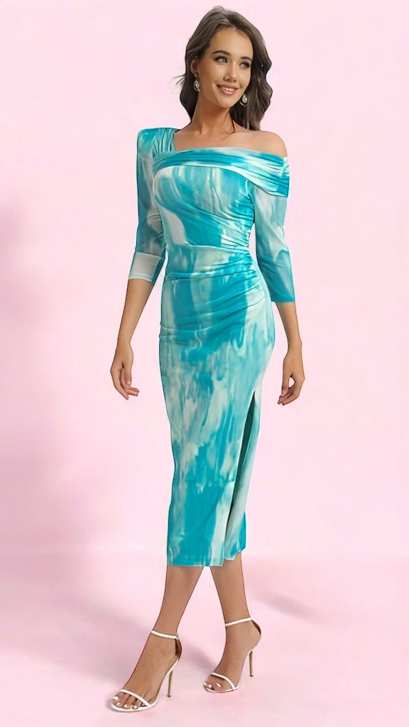 4-A2259 Leno Turquoise Print Dress