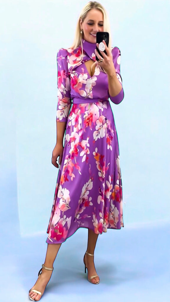 4-A2279 Georgia High Neck Dress