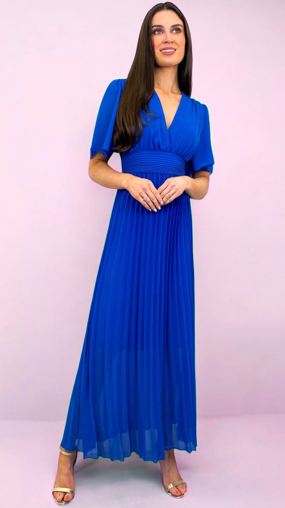 A3256 Royal Floaty Sleeve Pleat Dress