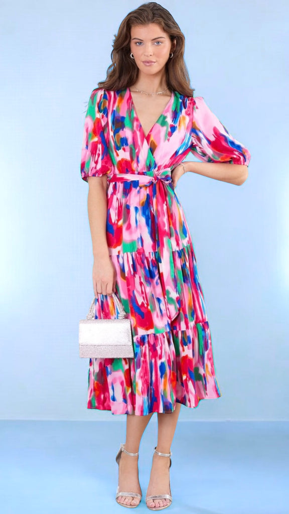 4-A2370 Melany Multi Print Smock Dress