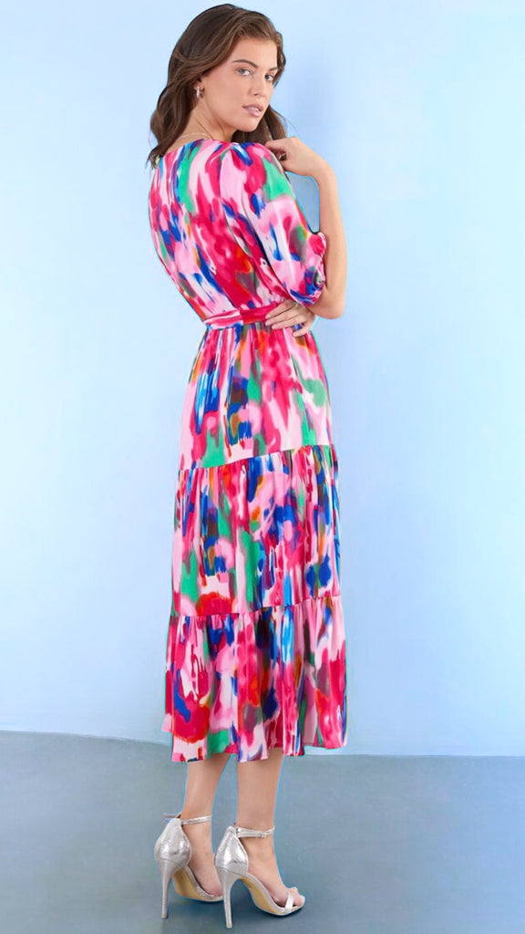 4-A2370 Melany Multi Print Smock Dress