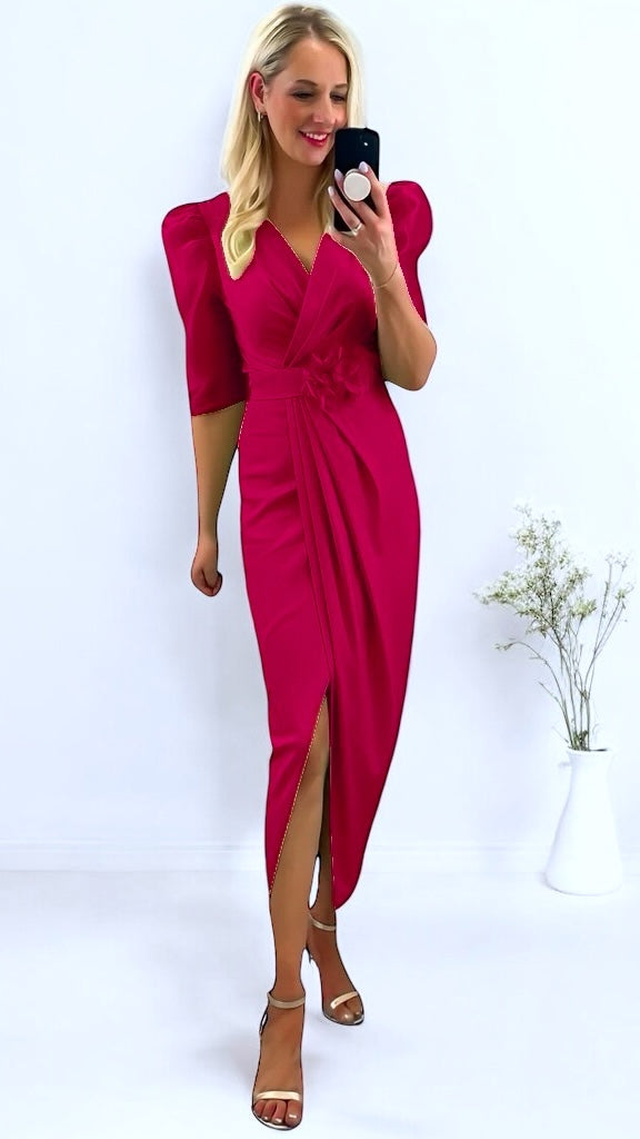 A2401B&F Lilias Raspberry Drape Dress