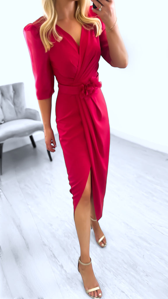 A2401B&F Lilias Raspberry Drape Dress