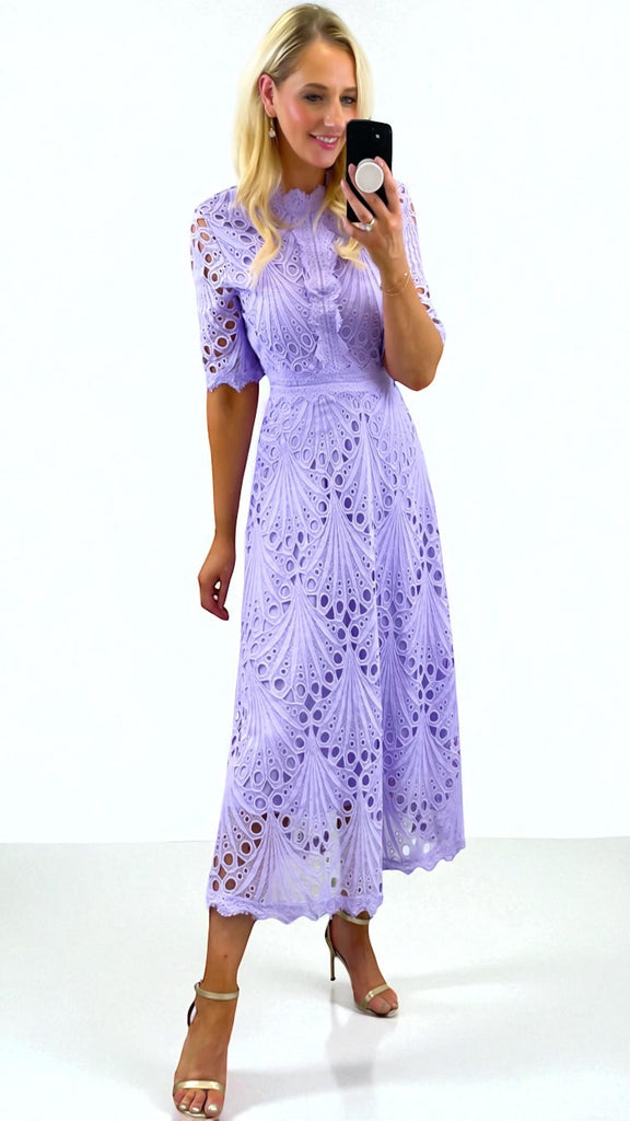 A2460 Evie Lilac Crochet Dress