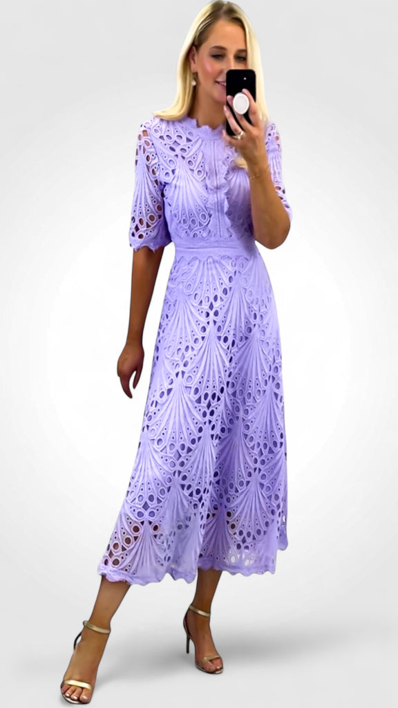 A2460 Evie Lilac Crochet Dress