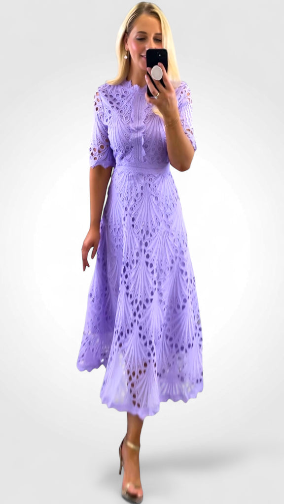 A2460 Evie Lilac Crochet Dress