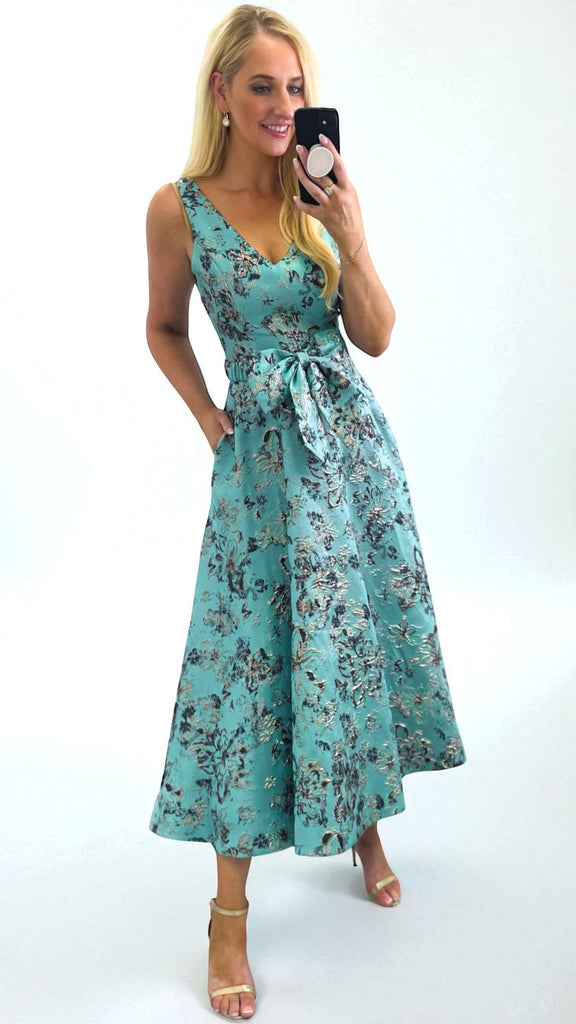 A2506 Moya Teal Fit & Flare Dress