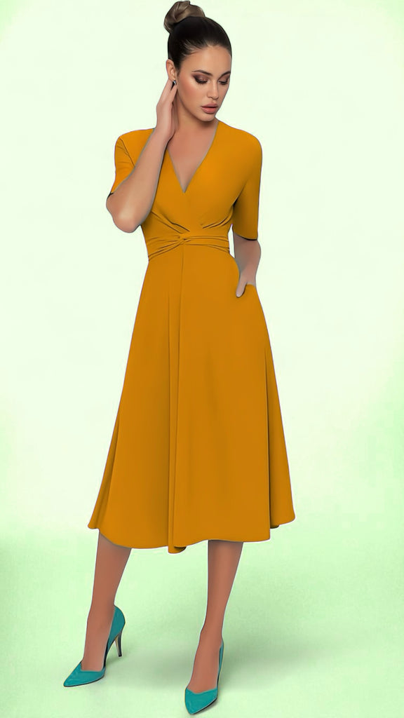 A2519 Leesa Mustard Flare Dress