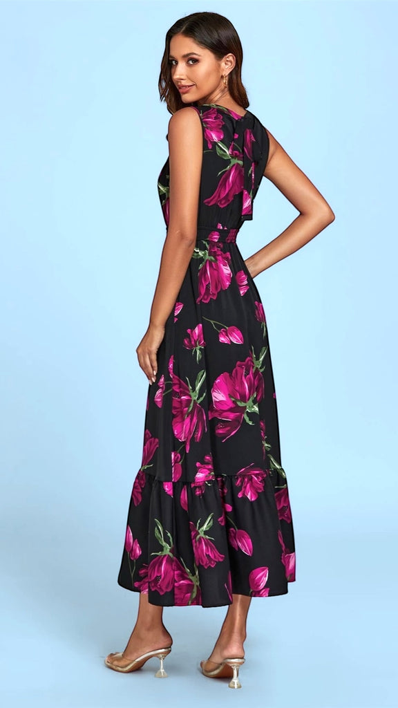 A2524 Texas Black & Pink Floral Hater Dress