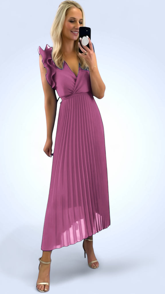 A2539 Blush Ruffle Pleat Dress