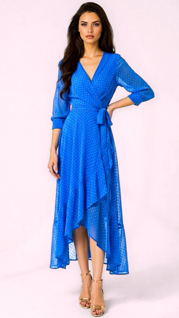 A2994 Ballerina Blue Dip Hem Dress