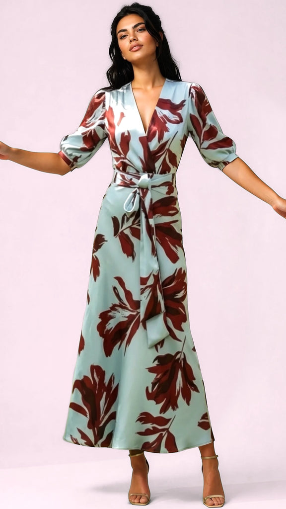 A3008 Fergy Light Blue Sateen Dress
