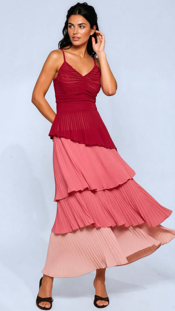 A3013 Multi Tone Ruffle Fenicia Dress