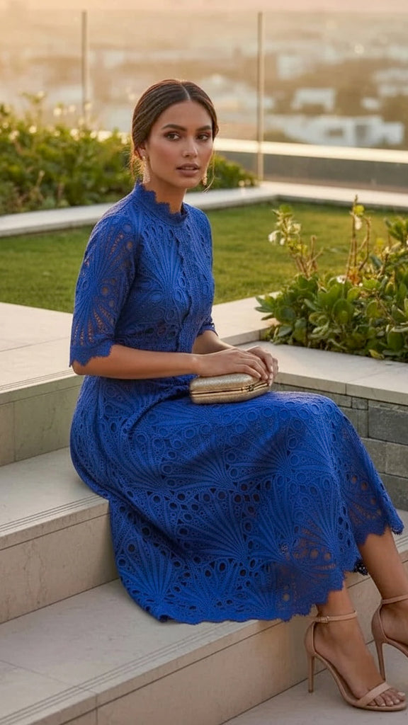 5-A3038 Evie Royal Crochet Dress