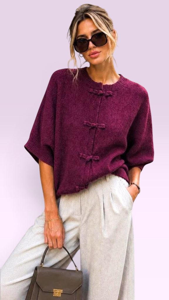 A3284 Dana Plum Knit Cardi