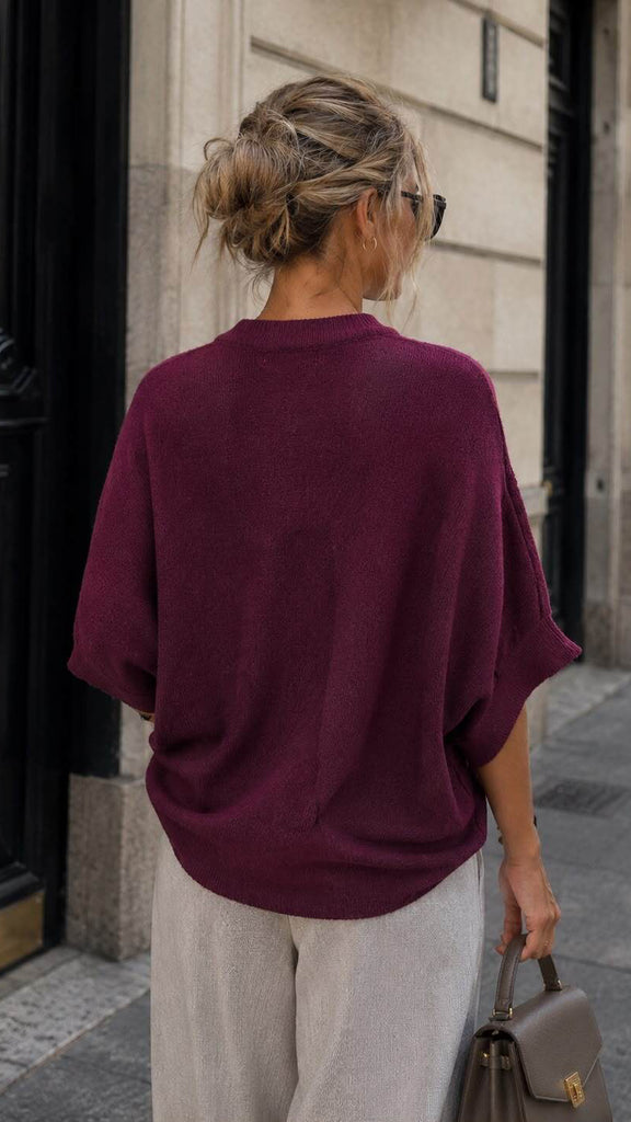 A3284 Dana Plum Knit Cardi