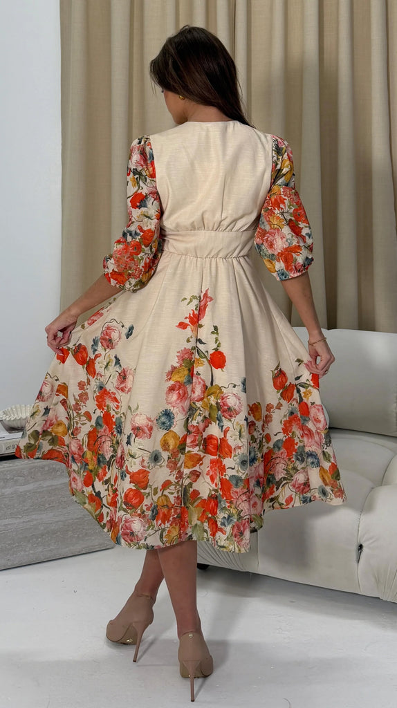 A2953 Salma Floral Print Flare Dress