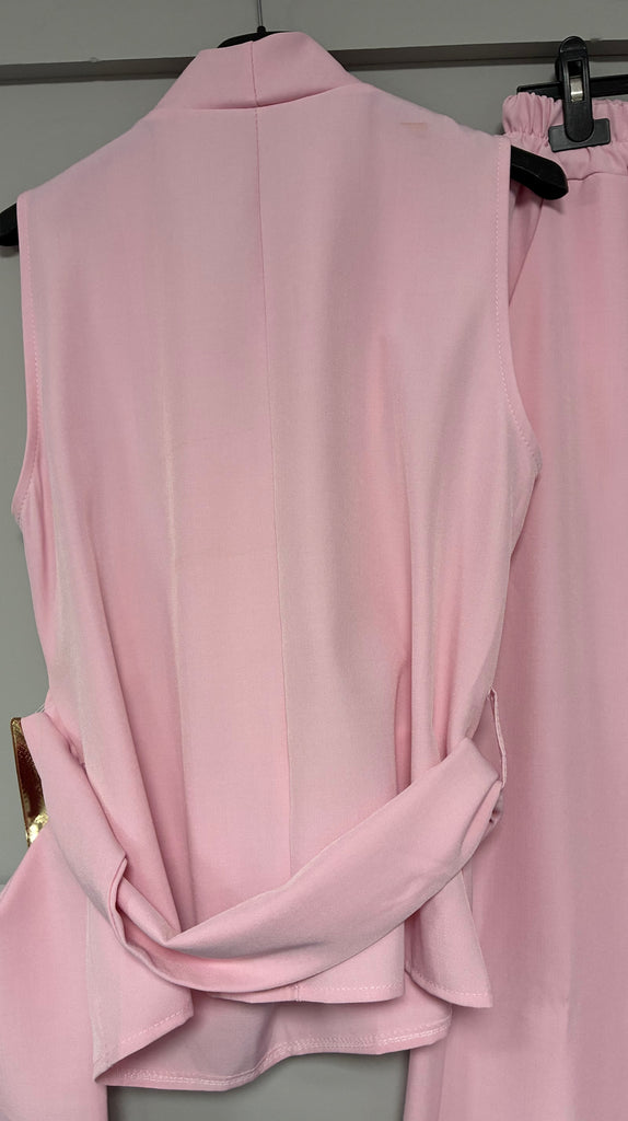 A2955 Pink Top & Wide Leg Trouser Set