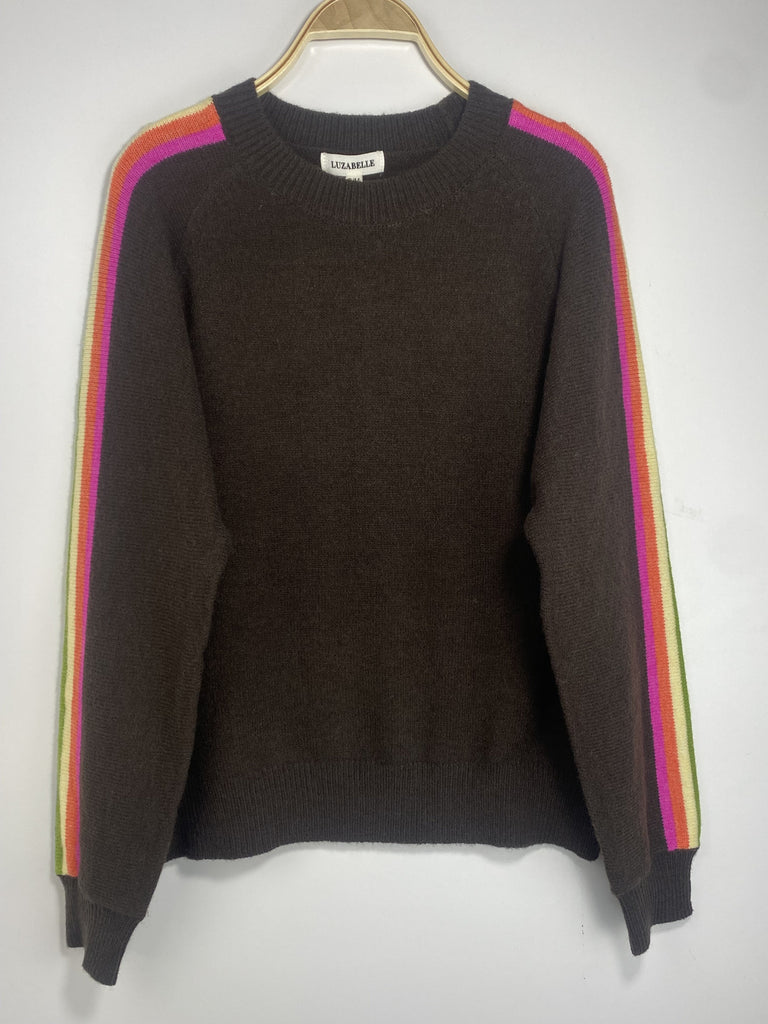 A3227 Brown Multi Stripe Knit Top