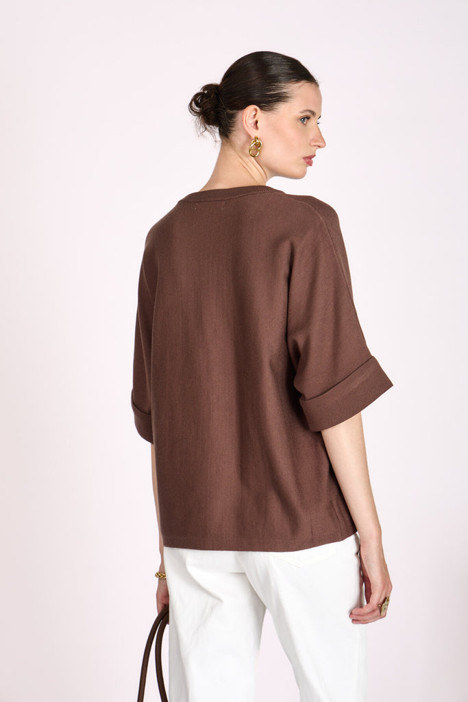 A2635 Chocolate Fine Knit Top
