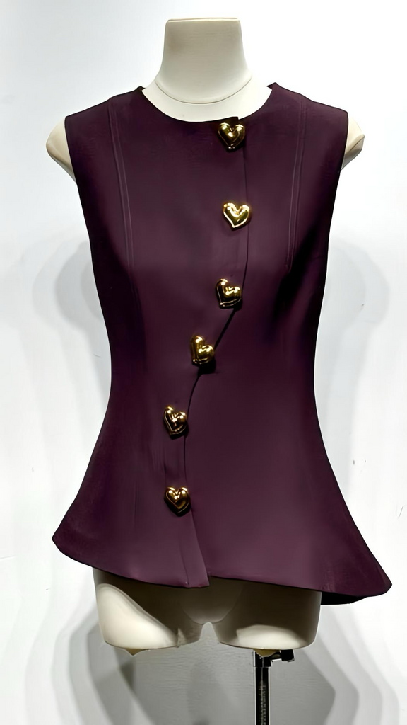 A2721 Deep Grape Peplum Waistcoat