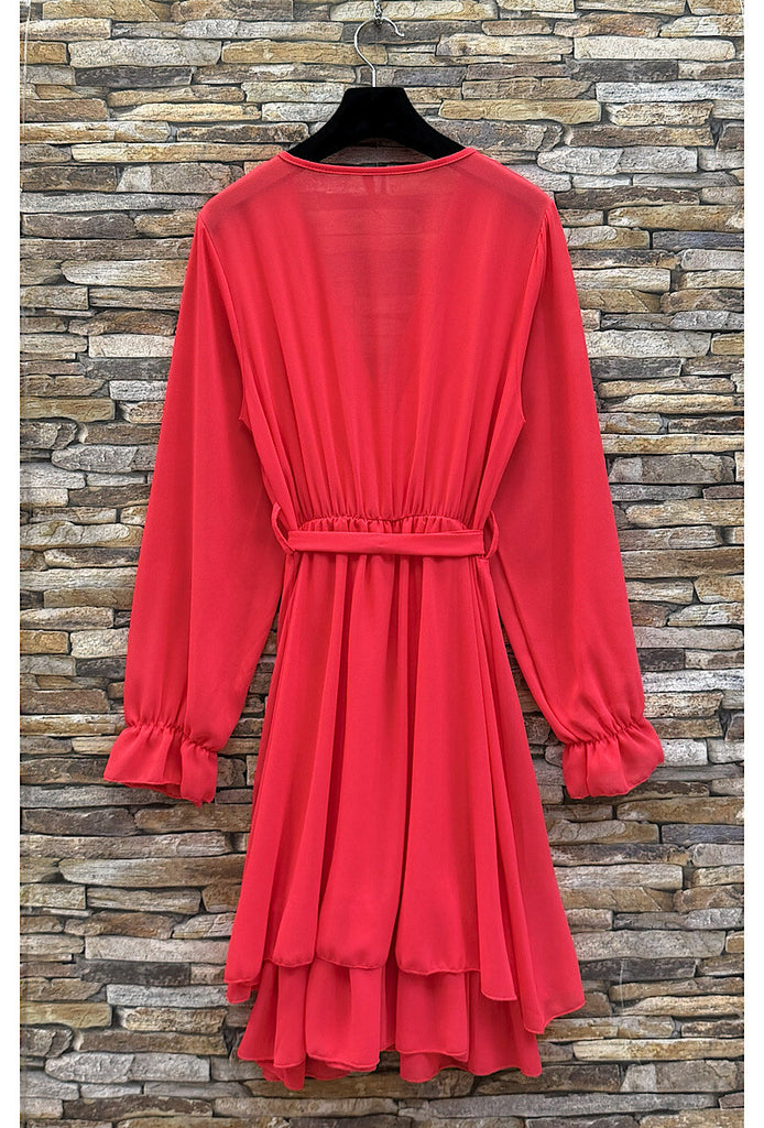 A2829 Nelia Raspberry Flounce Mini Dress