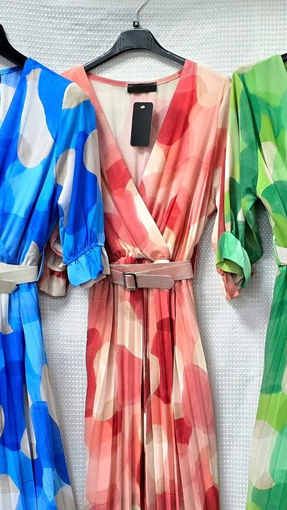 A2826 Polly Coral Pink Pleat Dress