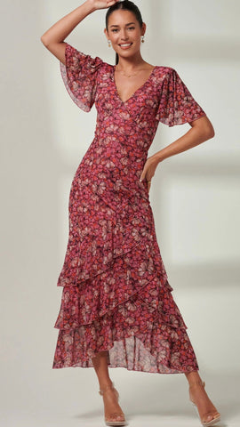 5-A1571 Isabella Black Floral Shirt Dress