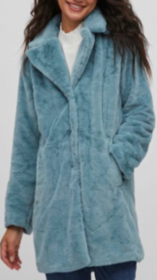 A2560 Viebba Faux Fur Coat Duckegg