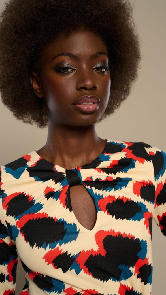 A2651 Maire Multi Print Midi Dress