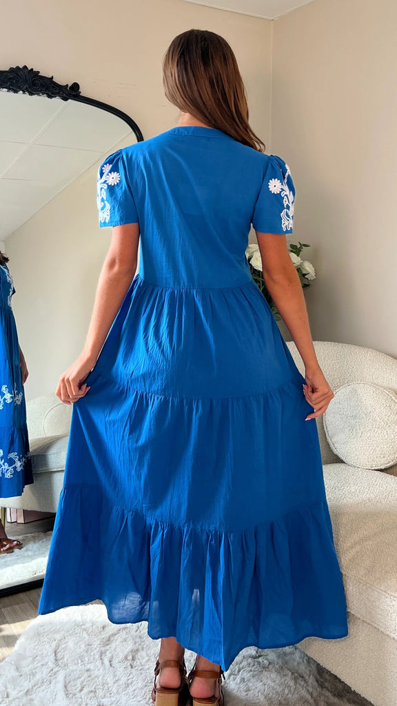 4-A2440 Arina Royal Embroidered Day Dress