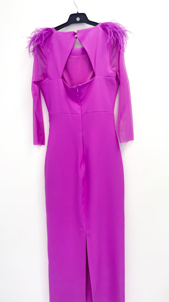 4-A2381 Severina Rose Feather Trim Dress