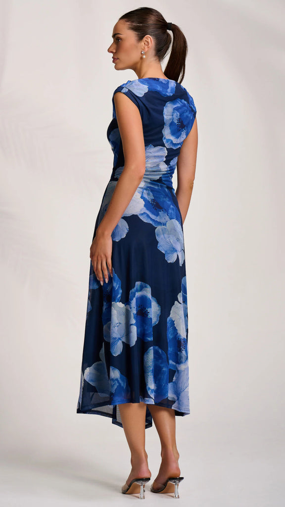 A2948 Royal Floral Asymmetrical Dress