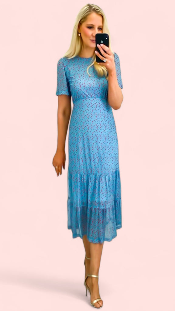 A1535 Grace Blue Dotty Dress