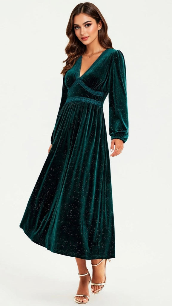 A2739 Sophine Velvet Midi Dress