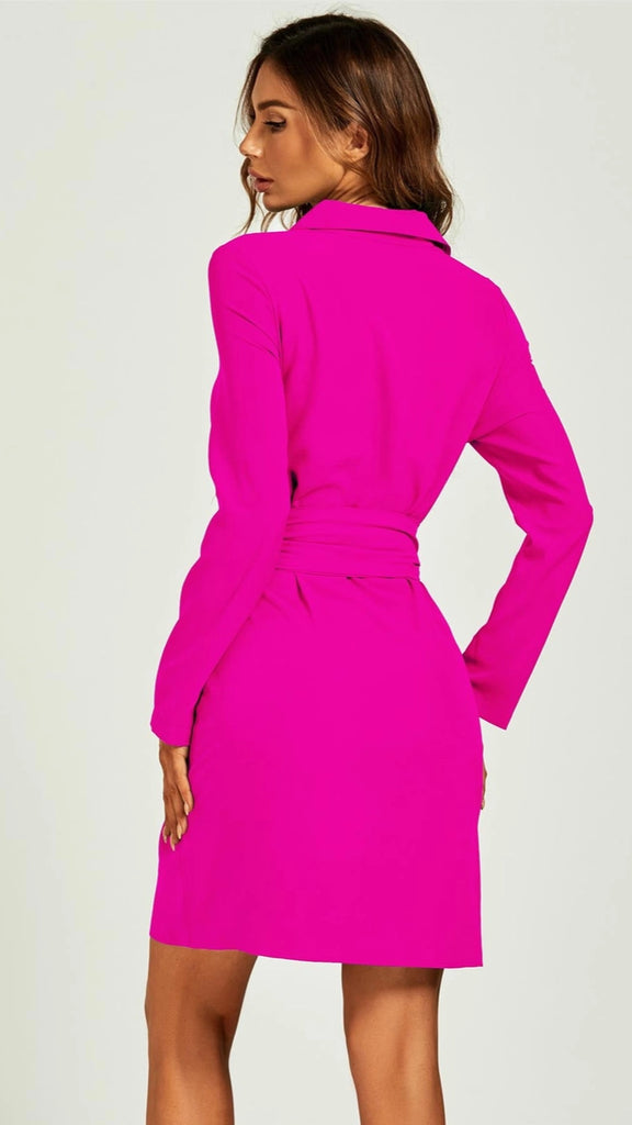 A1516 Meliza Pink Shirt Mini Dress