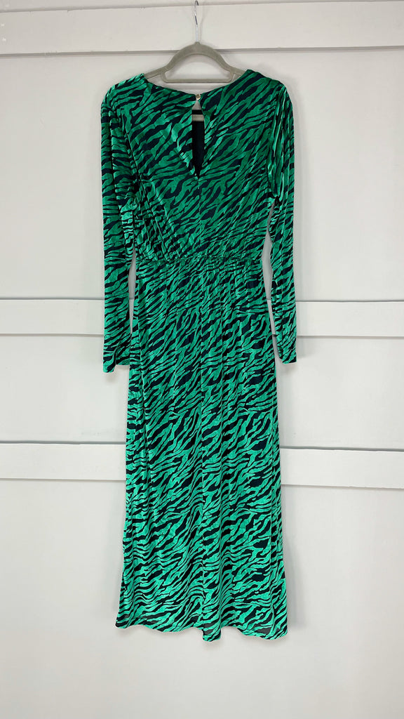 A2722 Zig Zag Velvet Midi Dress Green