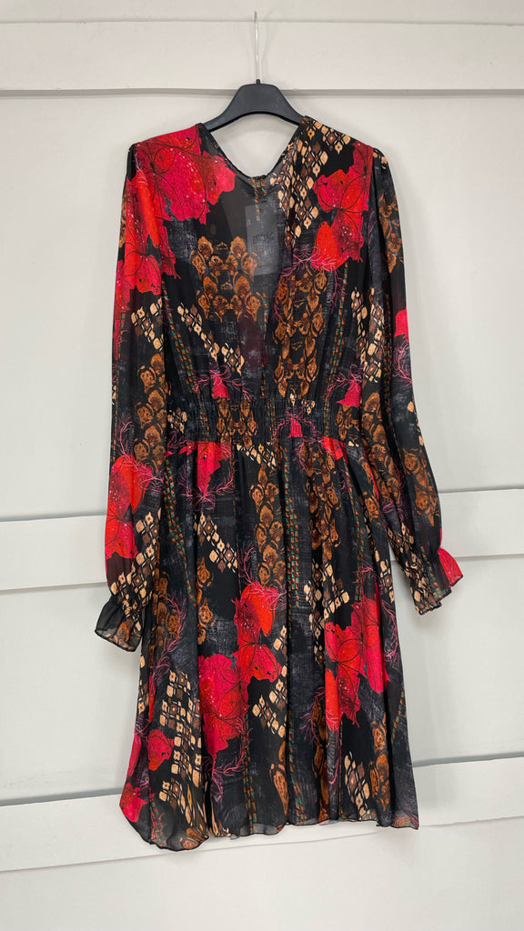 A2749 Cathinka Black Print Mini Dress