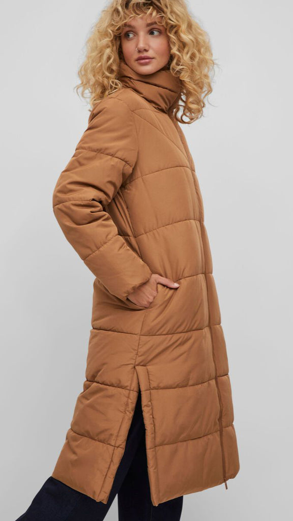 A2532 Vinilly Tan Quilted Coat