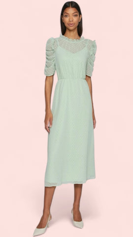 A1553 Cheryl Satin Khaki Floral Dress