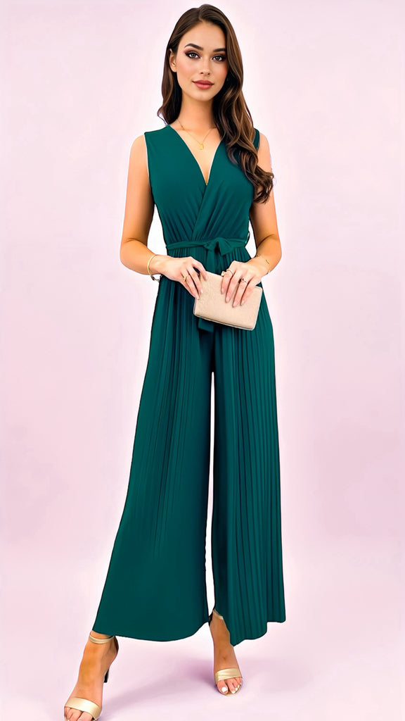 A2572 Forest Green Taylor Sleeveless Jumpsuit