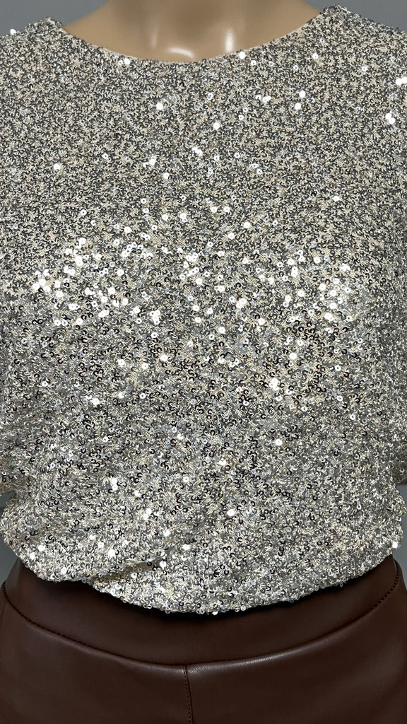 A2719 Champagne Sequin Top