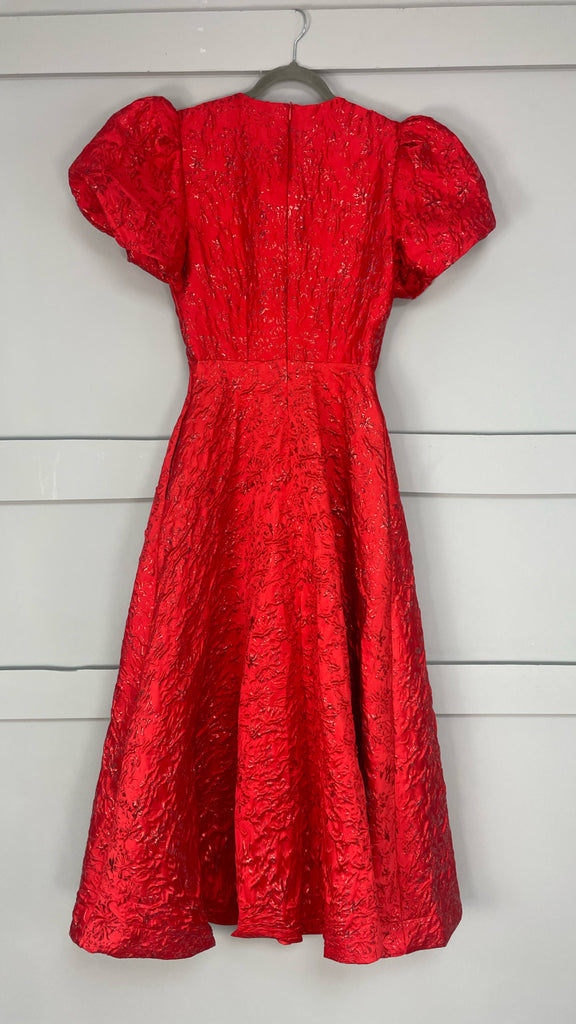 A2637 Emmy Red Brocade Flare Dress