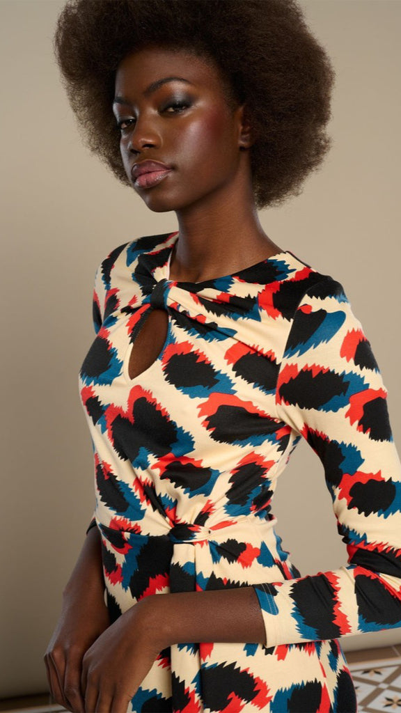 A2651 Maire Multi Print Midi Dress