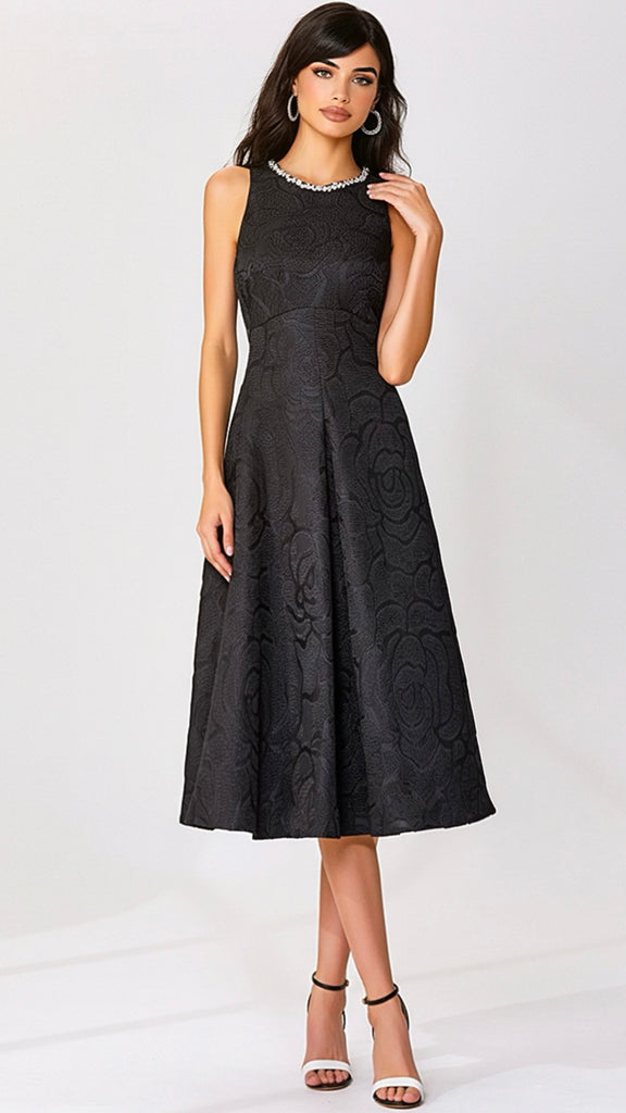 A2906 Patrizia Black Jacquard Dress