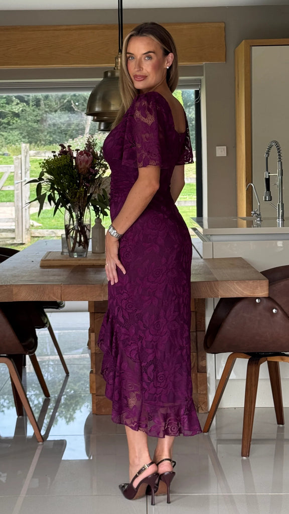 5-A2590 Heidi Plum Lace Rouched Dress