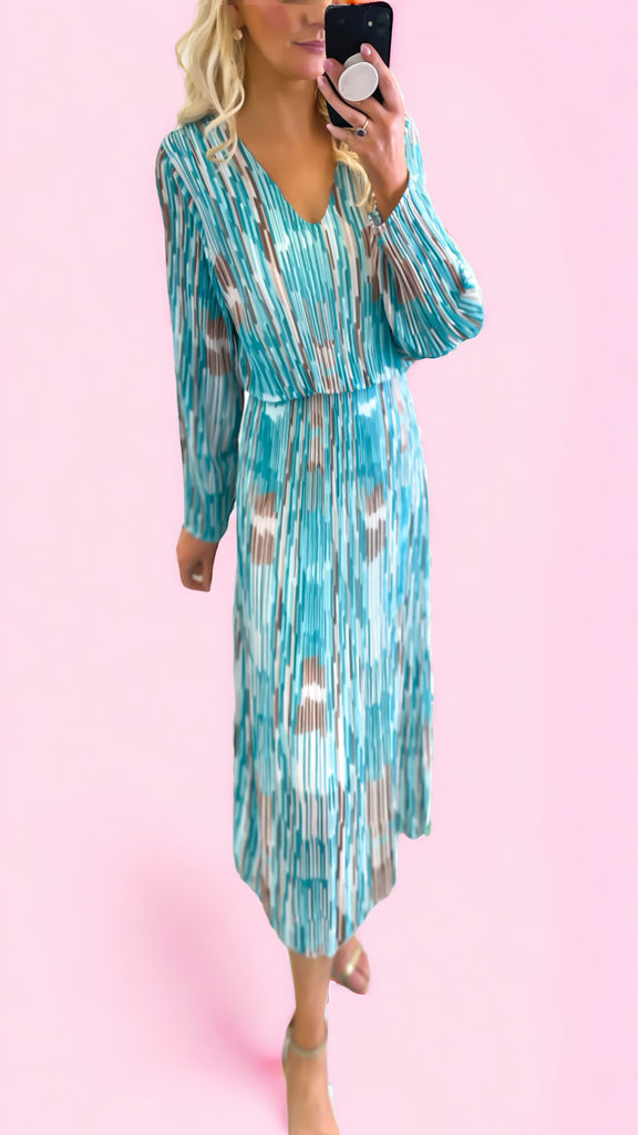 A1501 Simona Aqua Print Loose Top Dress