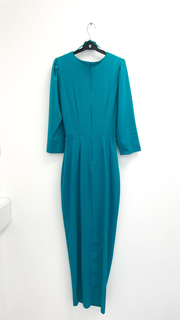 4-A2228 Lilias Turquoise Drape Dress