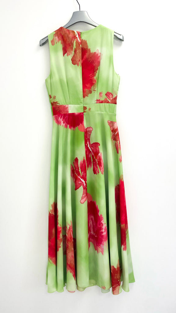 4-A2350 Arger Lime Floral Flare Dress