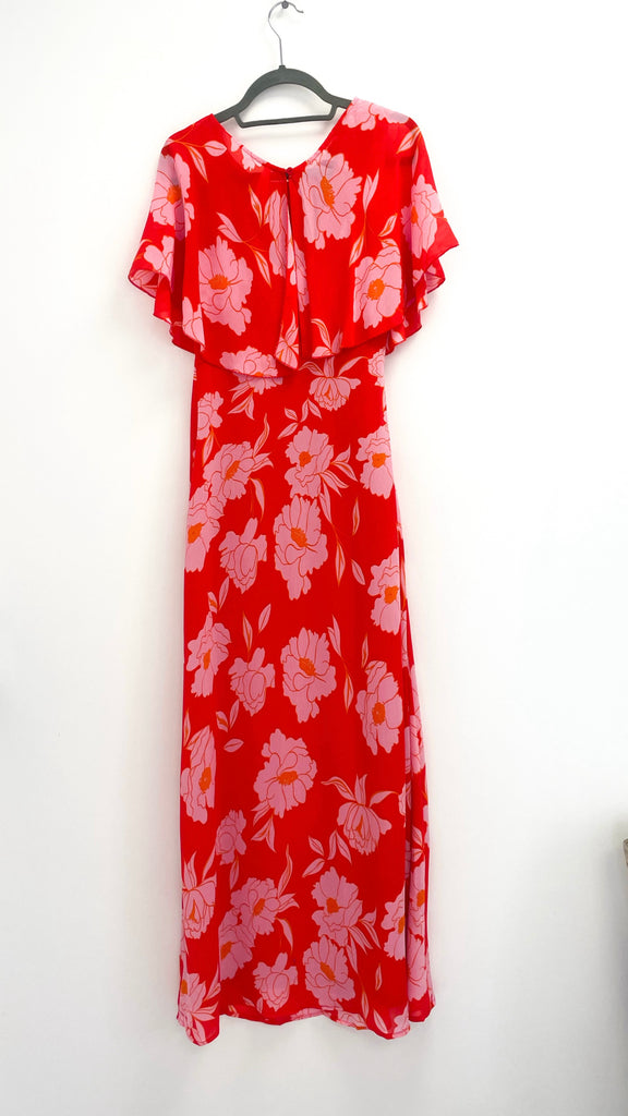 4-A2417 April Red Floral Cape Dress
